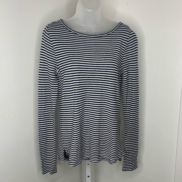 Lauren Ralph Lauren Black & White Striped Top | M - Picture 4 of 5